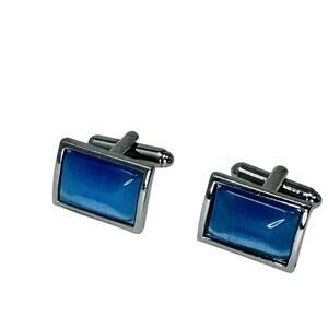 Vintage Moss Agate Silver tone Cufflinks, Cuff Links 1/2”